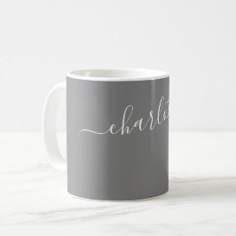 Elegant grå färg Modernt Namn Personlig Kaffemugg