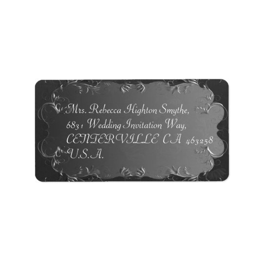 Elegant grå färg- och silverbröllopadressetiketter adressetikett
