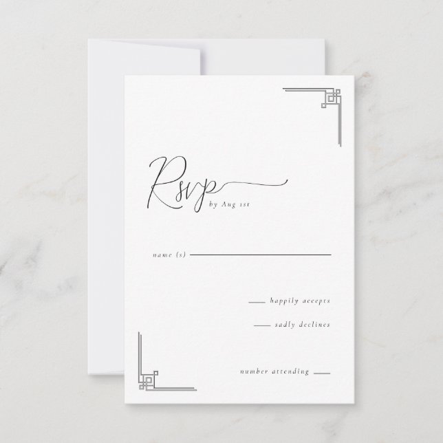 Elegant Grå Geometrisk RSVP OSA Kort (Framsida)