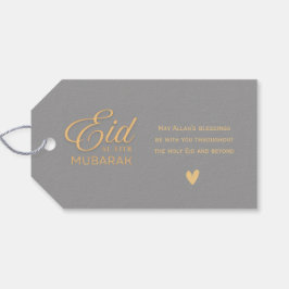 Elegant grå guld Eid-gåvokort Presentetikett