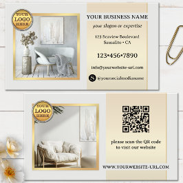 Elegant grå guld möbler eller inredningsdesign visitkort