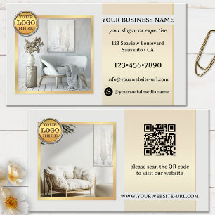 Elegant grå guld möbler eller inredningsdesign visitkort