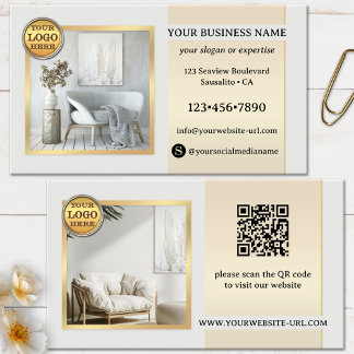 Elegant grå guld möbler eller inredningsdesign visitkort