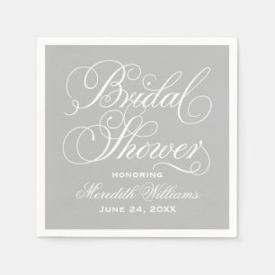 Elegant grå kalligrafi bröllop brud shower pappersservett