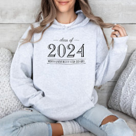Elegant Grå Klass 2026 Skolnamn T Shirt