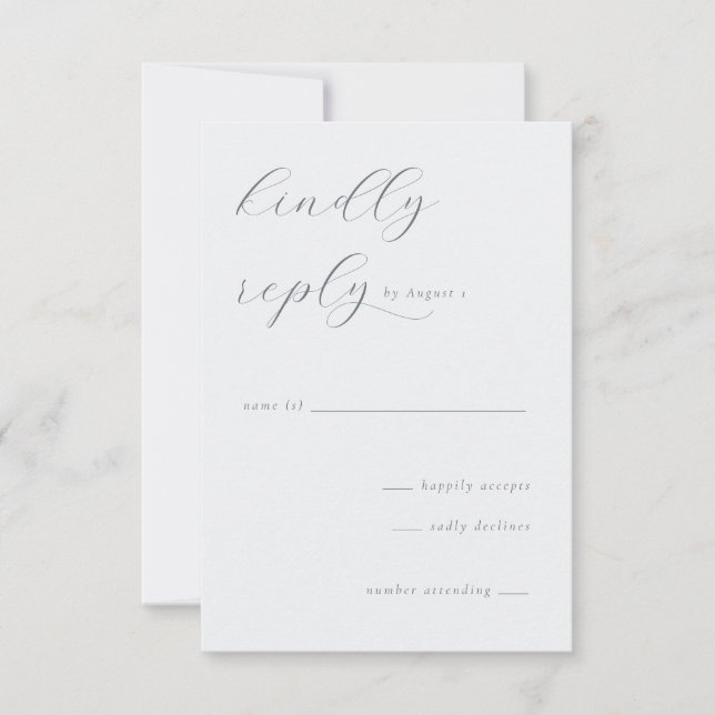 Elegant Grå Kursiv RSVP OSA Kort (Framsida)