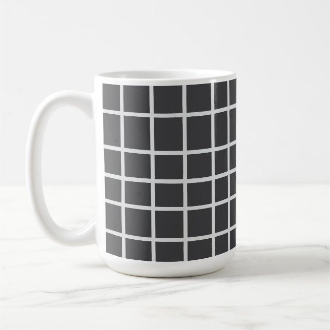 Elegant Grå Kvadratisk Vit   Kaffemugg (Vänster)