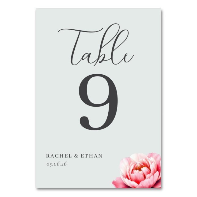 Elegant Grå Lotus Bordskort Nummer (Framsidan)