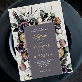 elegant grå lövverk blomsterbröllopsinbjudan inbjudningar