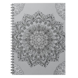 Elegant grå mandala boho spiral anteckningsbok