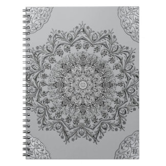 Elegant grå mandala boho spiral anteckningsbok