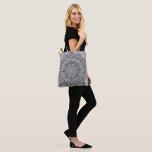 Elegant grå mandala-mönster handväska
