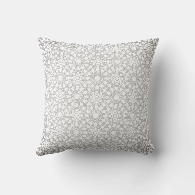 Elegant grå marockansk geometrisk mönster kudde (Baksida)