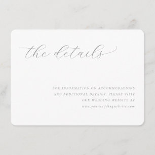 Elegant grå minimalistisk bröllopsdetaljkort tilläggskort