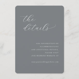 Elegant grå minimalistisk bröllopsdetaljkort tilläggskort