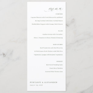 Elegant Grå Minimalistisk Meny
