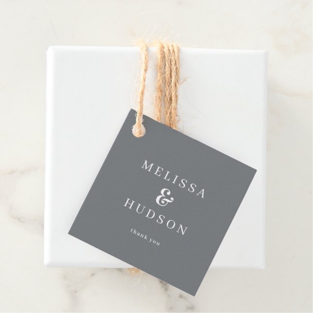 Elegant Grå Minimalistisk Tack Gåvor Etiketter (På plats)