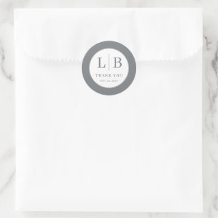 Elegant Grå Minimalistisk Tack Runt Klistermärke