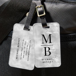 Elegant grå monogram bagagebricka