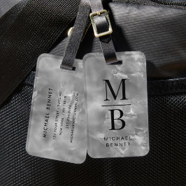 Elegant grå monogram bagagebricka