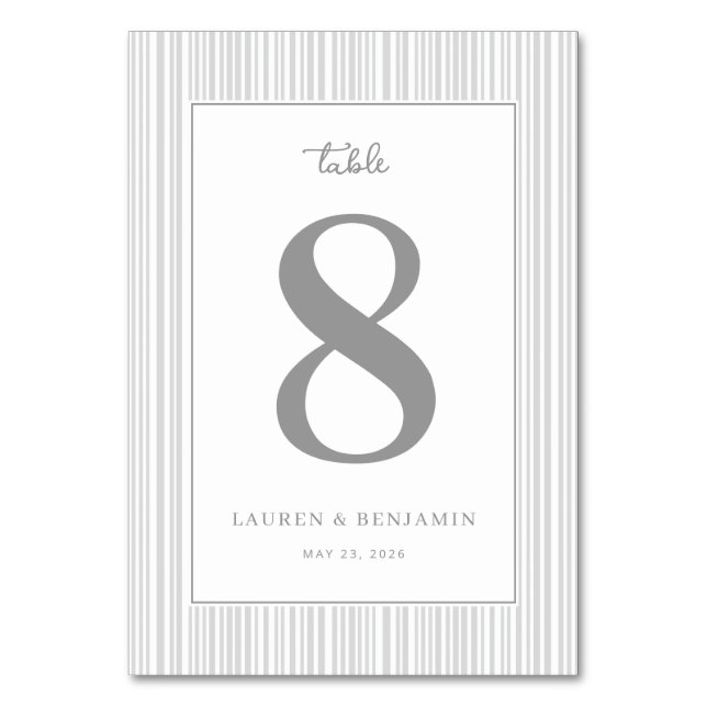 Elegant Grå Nummer Åtta Bordsnummer (Framsidan)