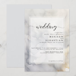 Elegant grå och blekgul mjuk moln inbjudningar
