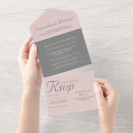Elegant grå och dammig rosa minimalistisk allt-i-e