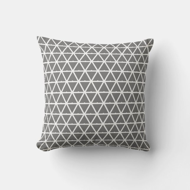 Elegant grå och vit geometrisk mönster kudde (Framsida)