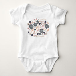 Elegant grå persiko blomsterdesign baby t shirt