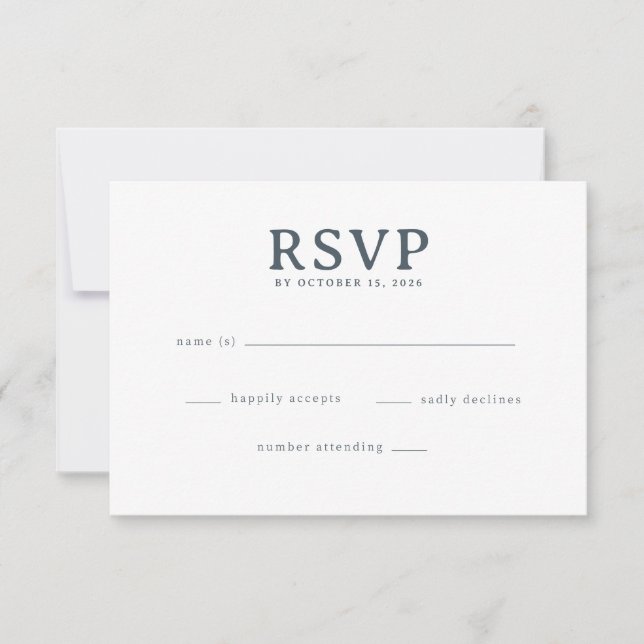 Elegant grå RSVP-formulär OSA Kort (Framsida)