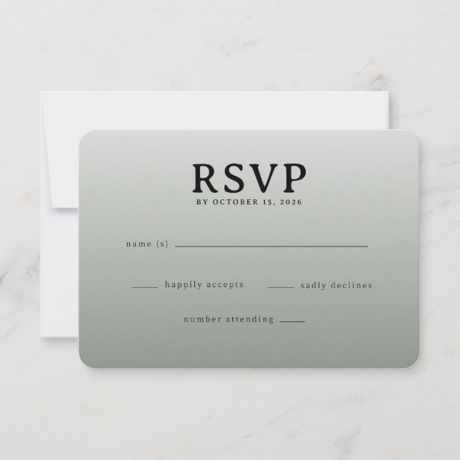 Elegant grå RSVP-kort OSA Kort (Framsida)