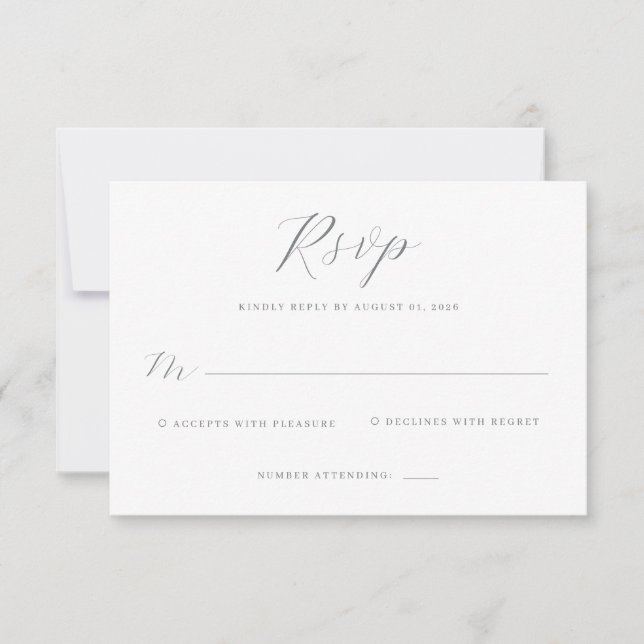 Elegant Grå RSVP-kort OSA Kort (Framsida)