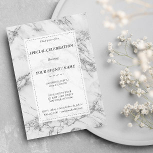Elegant grå silver glitter marmor Event Inbjudningar