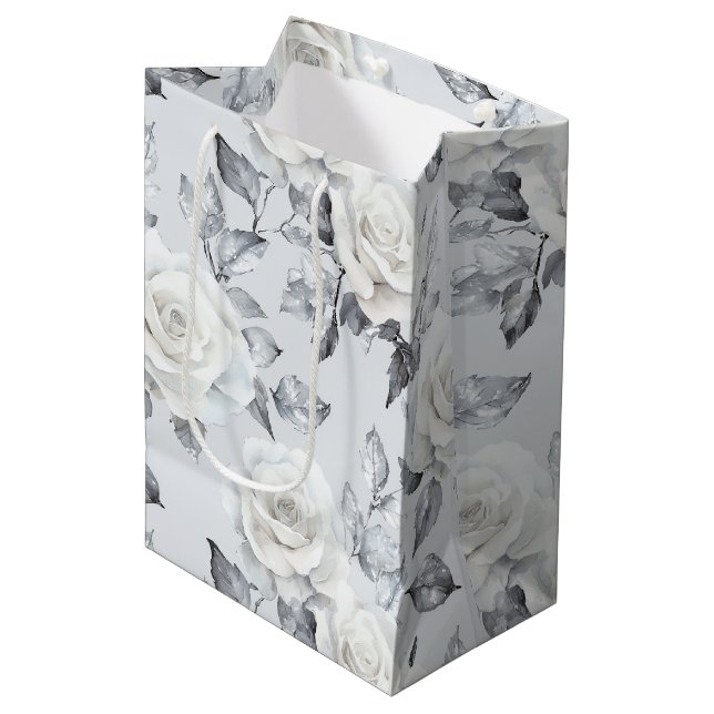 Elegant grå silver vit blom- bröllop (Framsidan Vinklad)