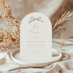 Elegant grå slinga Neutral baby shower Inbjudningar