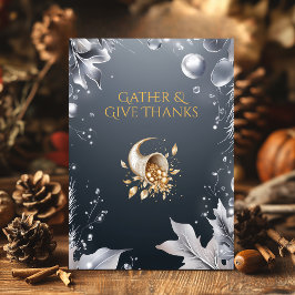 Elegant grå Thanksgiving med Cornucopia & Silver Inbjudningar