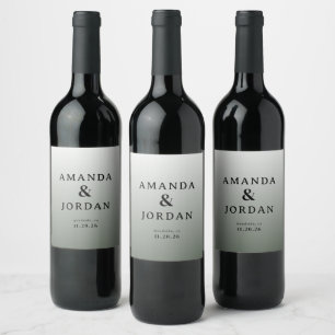 Elegant Grå Typografisk Vinflaska Etikett