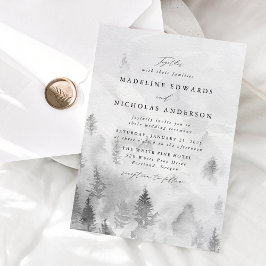 Elegant grå vinter skog bröllop inbjudningar