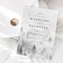 Elegant grå vinter skog bröllop inbjudningar