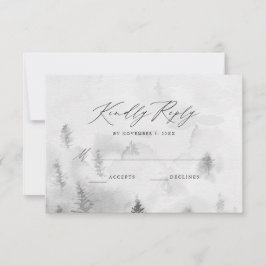 Elegant grå vinter skog bröllop OSA kort
