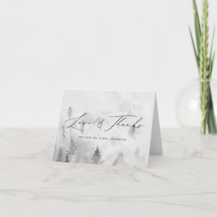 Elegant grå vinter skog kärlek & tack bröllop kort