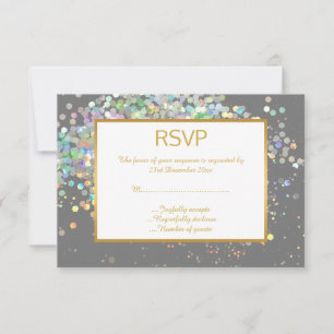 ELEGANT GRÅ VIT PASTELL HOLOGRAFISK ANPASSAD RSVP OSA KORT