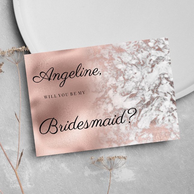 Elegant grå vit roséguld marmor Brudtärna  Inbjudningar (Elegant gray white rose gold marble Bridesmaid )