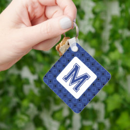Elegant - gråblå nyckelkedja med Monogram Nyckelring