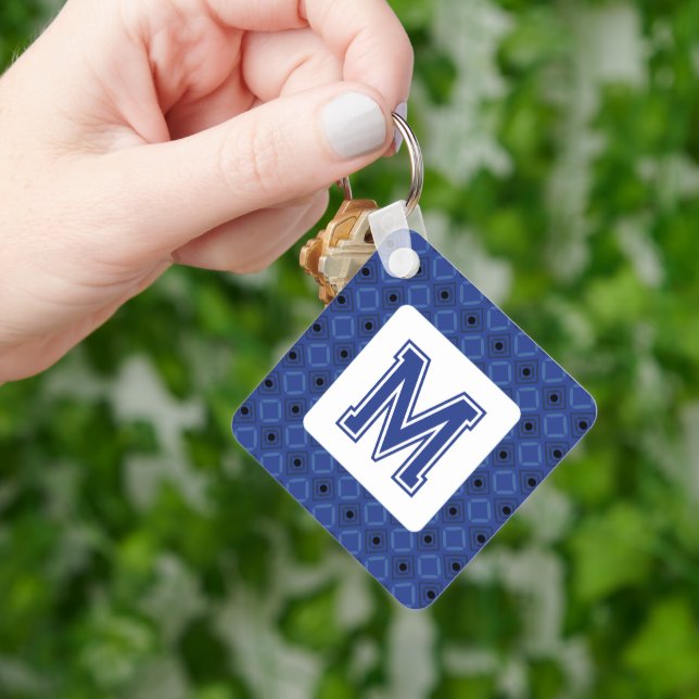 Elegant - gråblå nyckelkedja med Monogram Nyckelring (Hand)