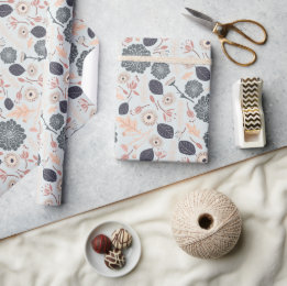 Elegant gråblå persiko blomster mönster presentpapper
