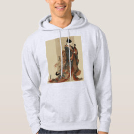 "Elegant Grace" Japansk Katt i Kimono Konst Hoodie