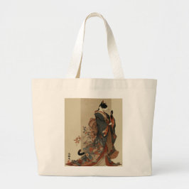 "Elegant Grace" Japansk Katt i Kimono Konst Jumbo Tygkasse