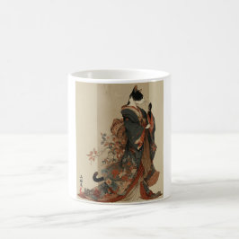 "Elegant Grace" Japansk Katt i Kimono Konst Kaffemugg