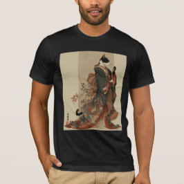 "Elegant Grace" Japansk Katt i Kimono Konst T Shirt